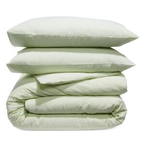 Aqua Bedding Bloomingdales Green Seersucker Luxury Queen Duvet Cover Set New